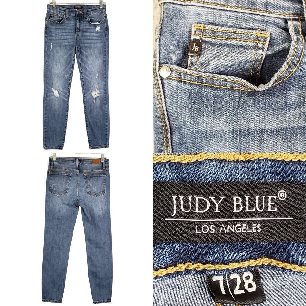 Judy Blue Jeans Womens Size 7/28 Blue Medium Wash Relaxed Fit Straight Mid Rise